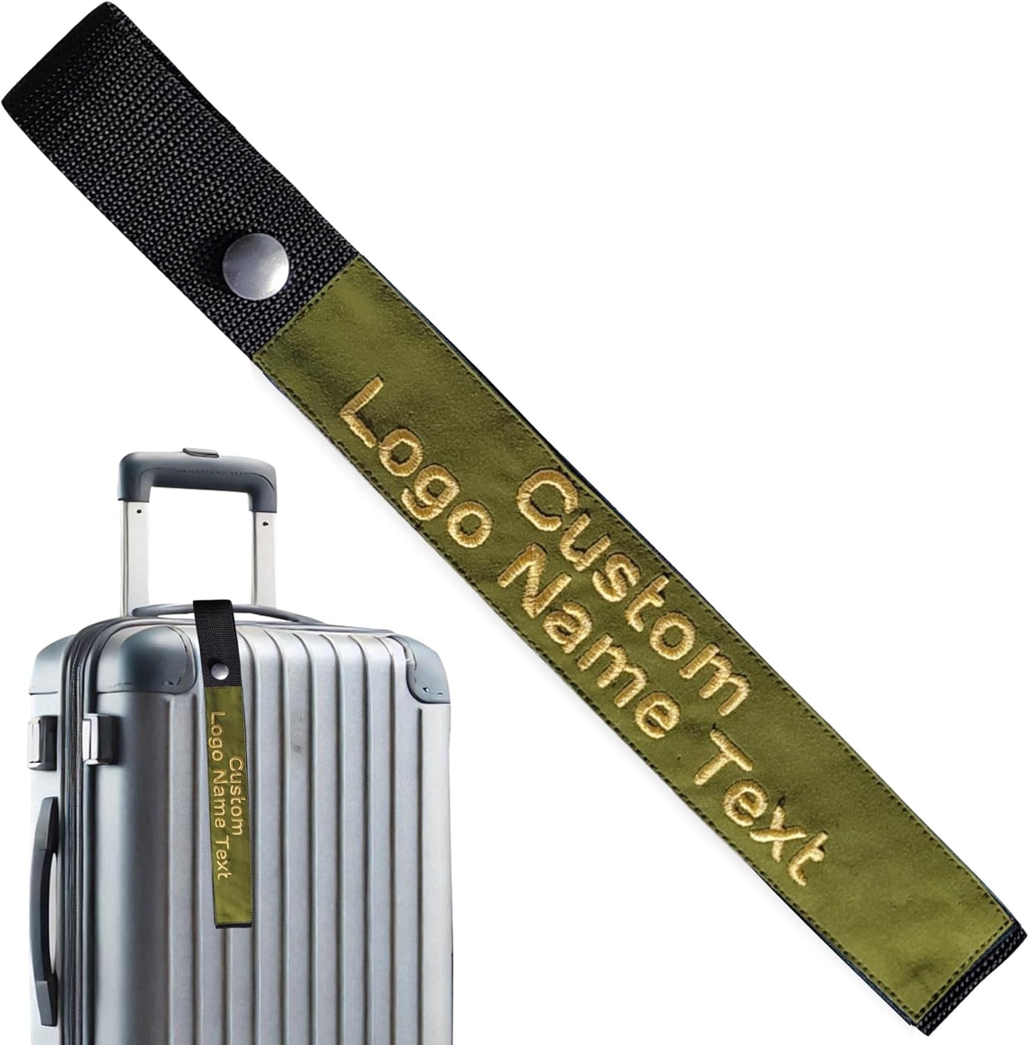 Personalized Luggage Handle Tag Finder | Custom Embroidered Icon Monograms or Short Text ID Tag | Cover Identifier Marker for Suitcase or Bag | Accessories for Travel by ACORD EU (Leaf Green Tag)