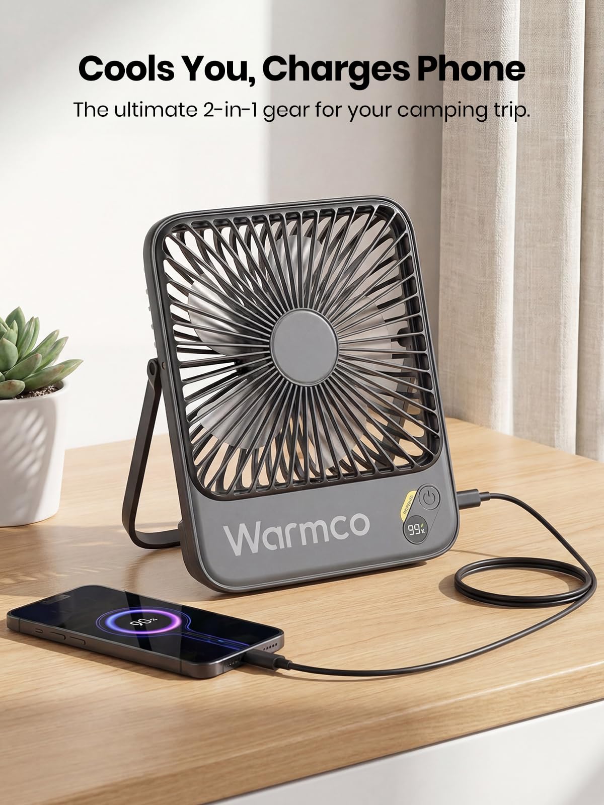 Warmco D3 10000mAh Portable Travel Fan 7-inch, Up to 24H Runtime