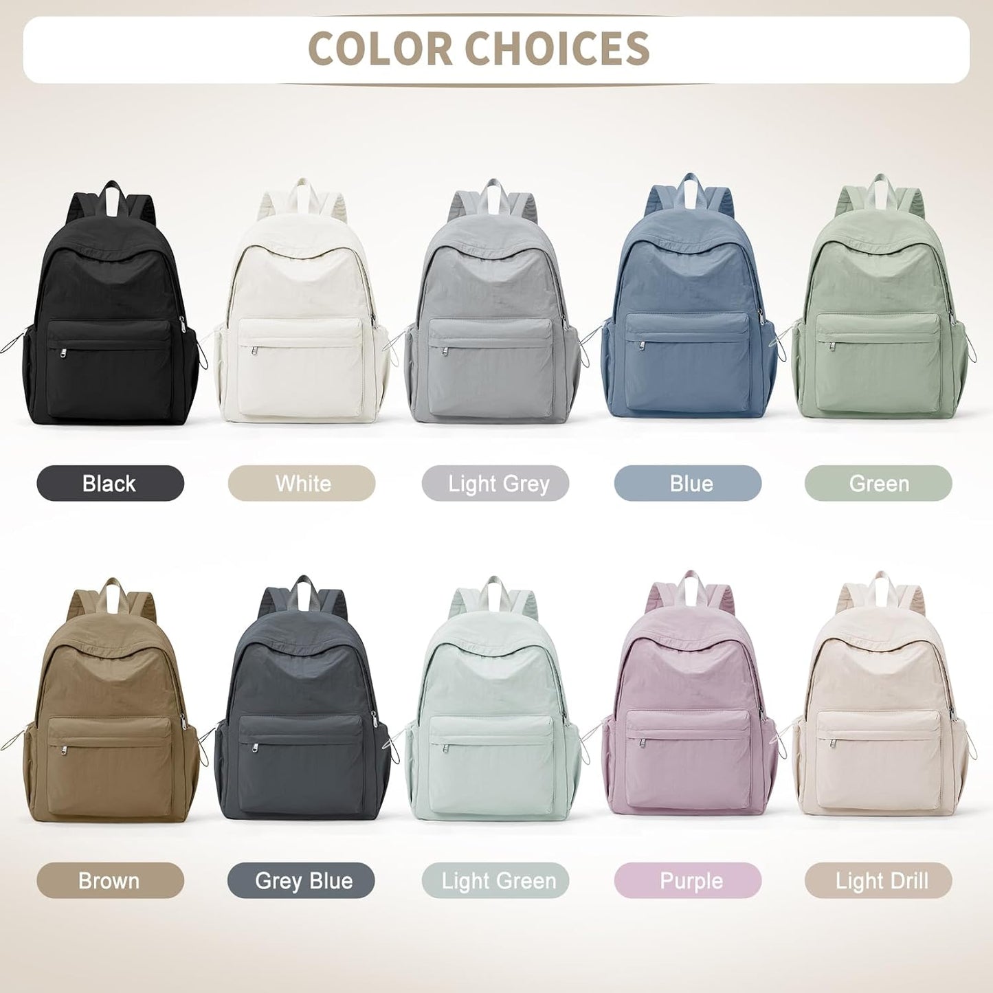 Simple School Backpack For Women Men Aesthetic Medium Backpack Lightweight Casual Daypack College Backpacks Cute Bookbag for Teens Girls Boys Basic Bagpack（Brown）