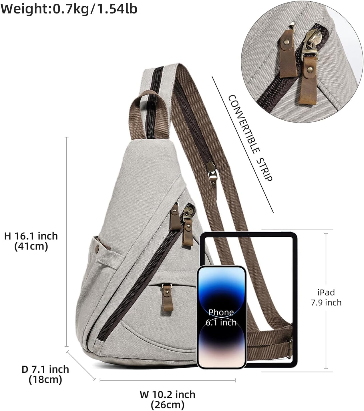 KL928 Canvas Sling Bag - Small Crossbody Backpack Shoulder Casual Daypack Rucksack for Men