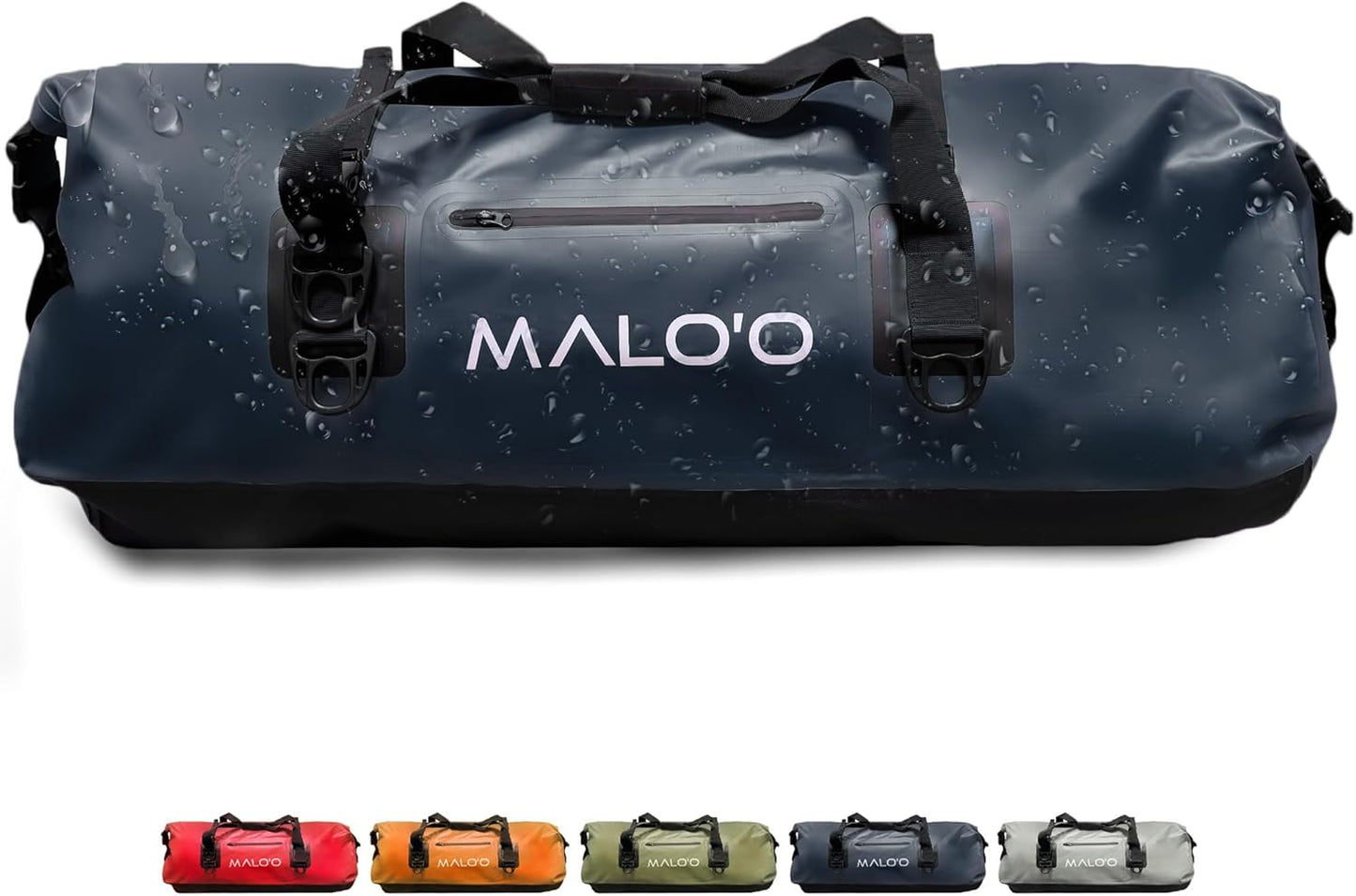 Malo’o Waterproof Dry Duffel, Heavy-Duty Roll Top Waterproof Gear Bag with Shoulder Strap & Molle Loops, Marine Duffel for Kayaking, Boating, Camping, Beach & Travel, Black, 100L