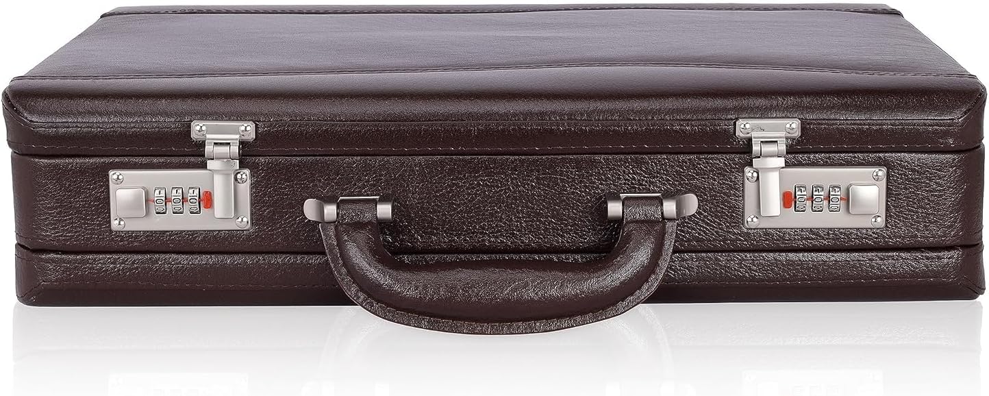 Full Grain Leather Briefcase Attache Case For Unisex Size L18 * W5 * H12 Inches Expandable