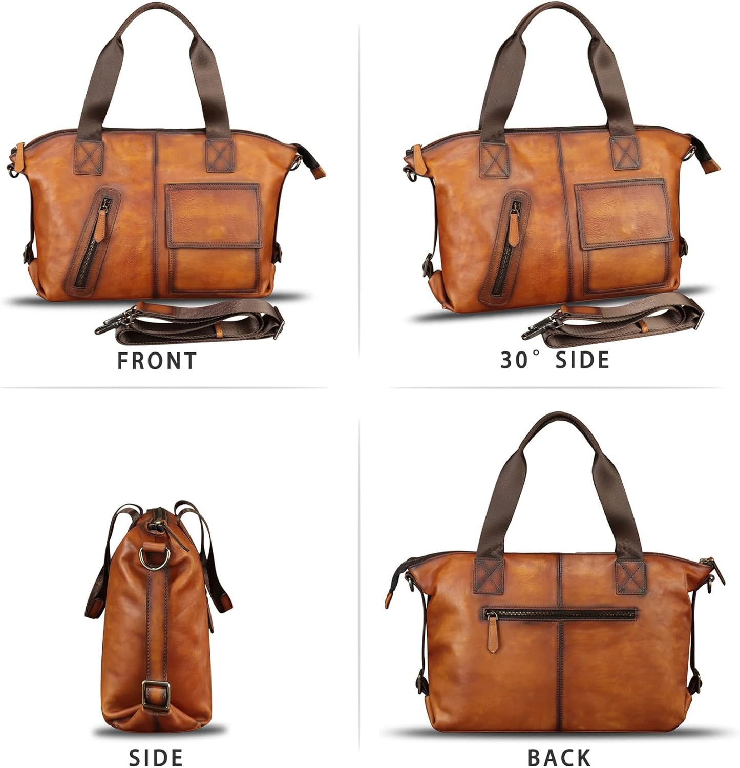 Genuine Leather Messenger Bag and Briefcase Purse for Men Leather Top Handle Handbags Satchel Shoulder Bag for Laptop Strap