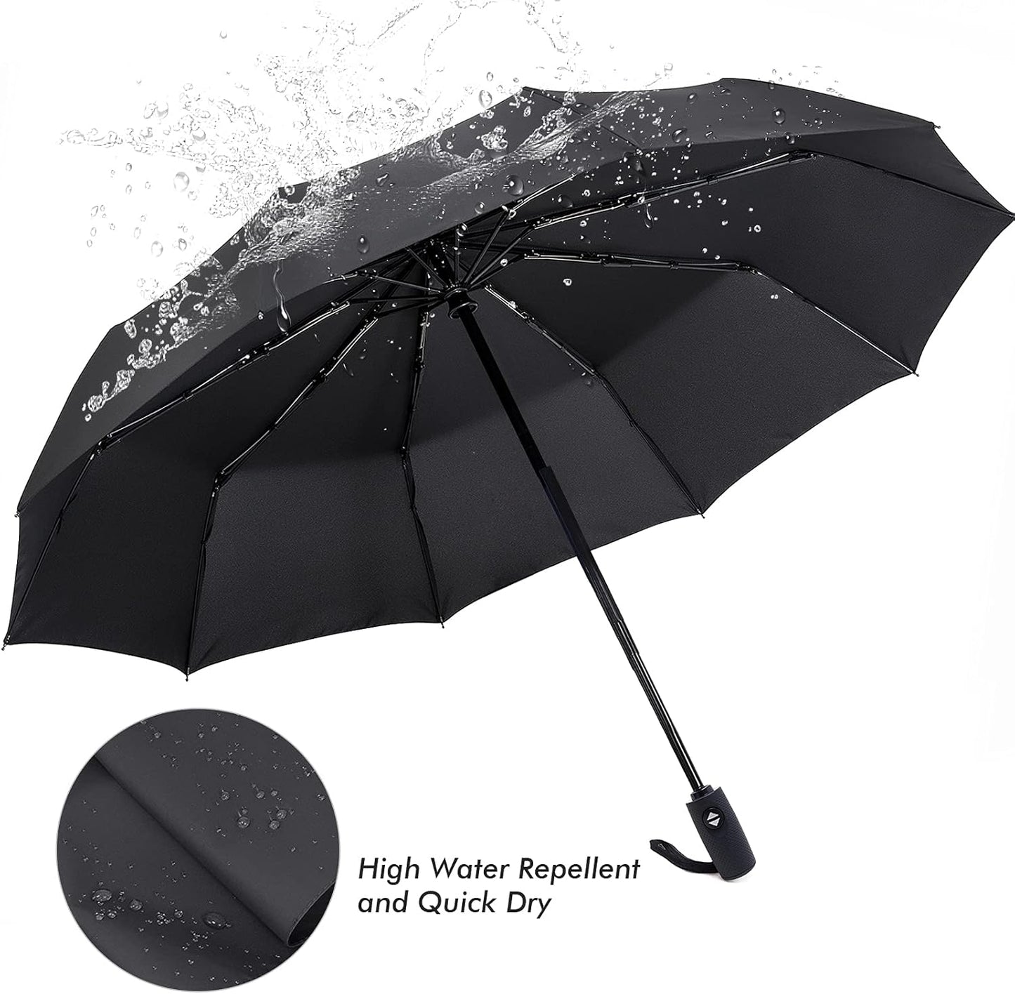 ZOMAKE Travel Umbrella Compact - 10 Ribs Portable Collapsible Umbrellas for Rain Windproof - Paraguas Automatic Small Folding Umbrella Lightweight Packable Umbrella for Women Men