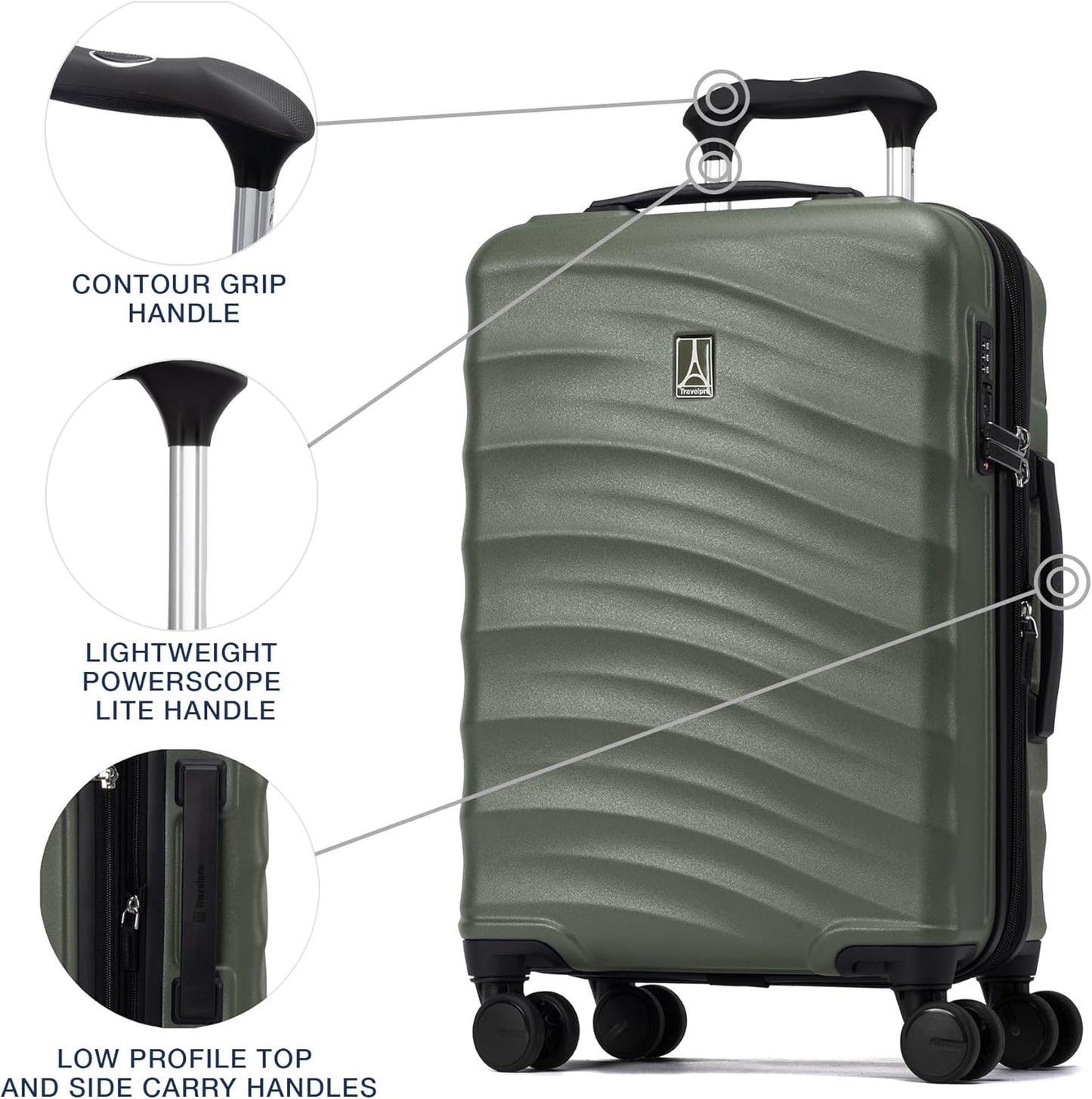Travelpro Maxlite Air V2 Hardside Expandable Checked Luggage, 8 Spinner Wheels, Lightweight Hard Shell Suitcase, TSA lock, Slate Green, Checked Medium 25-Inch