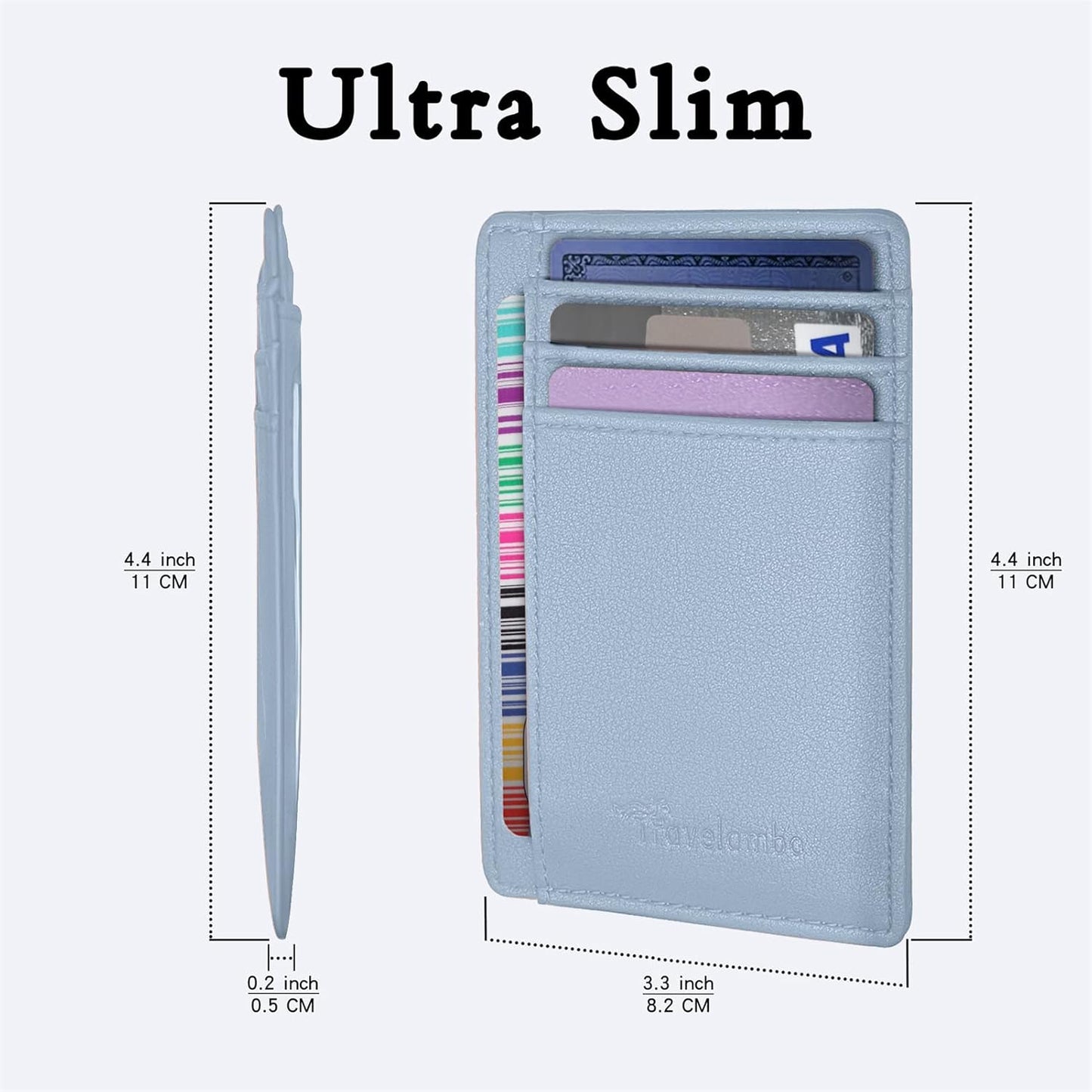 Travelambo Front Pocket Minimalist Leather Slim Wallet RFID Blocking Medium Size