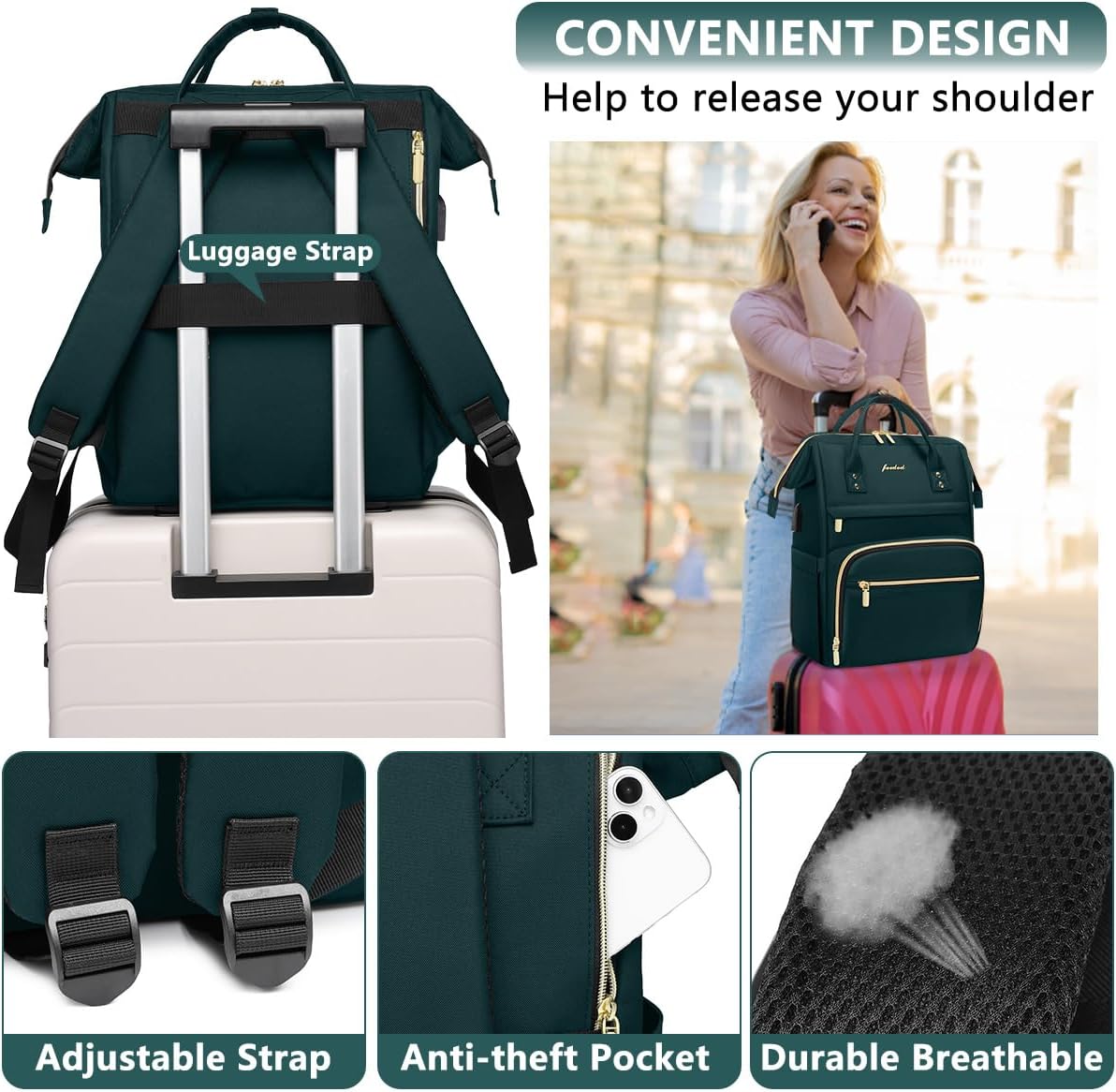 Laptop Backpack for Women Work Bags - 15.6 Inch Professional Womens Travel Backpack Purse Computer