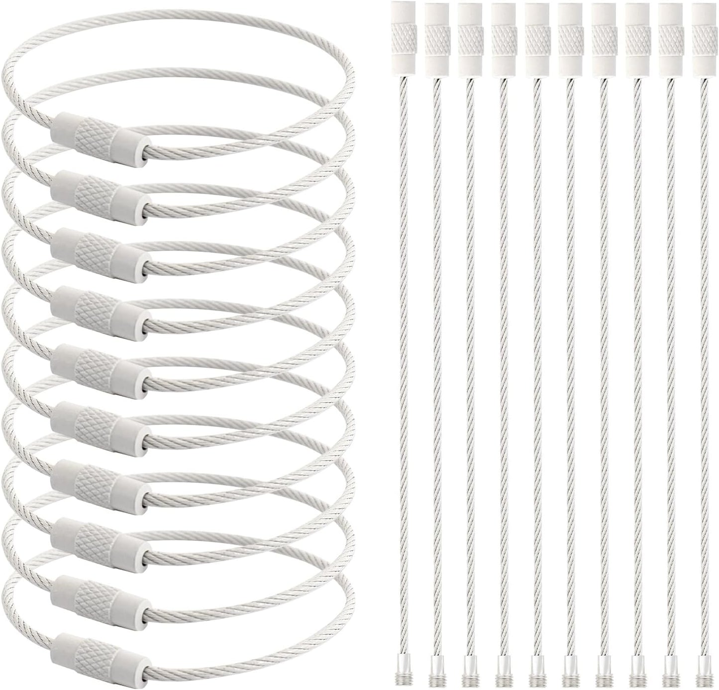 Stainless Steel Wire Keychains Aircraft Cable Cable (20 PCS White)