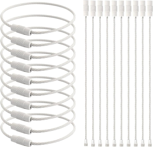 Stainless Steel Wire Keychains Aircraft Cable Cable (20 PCS White)