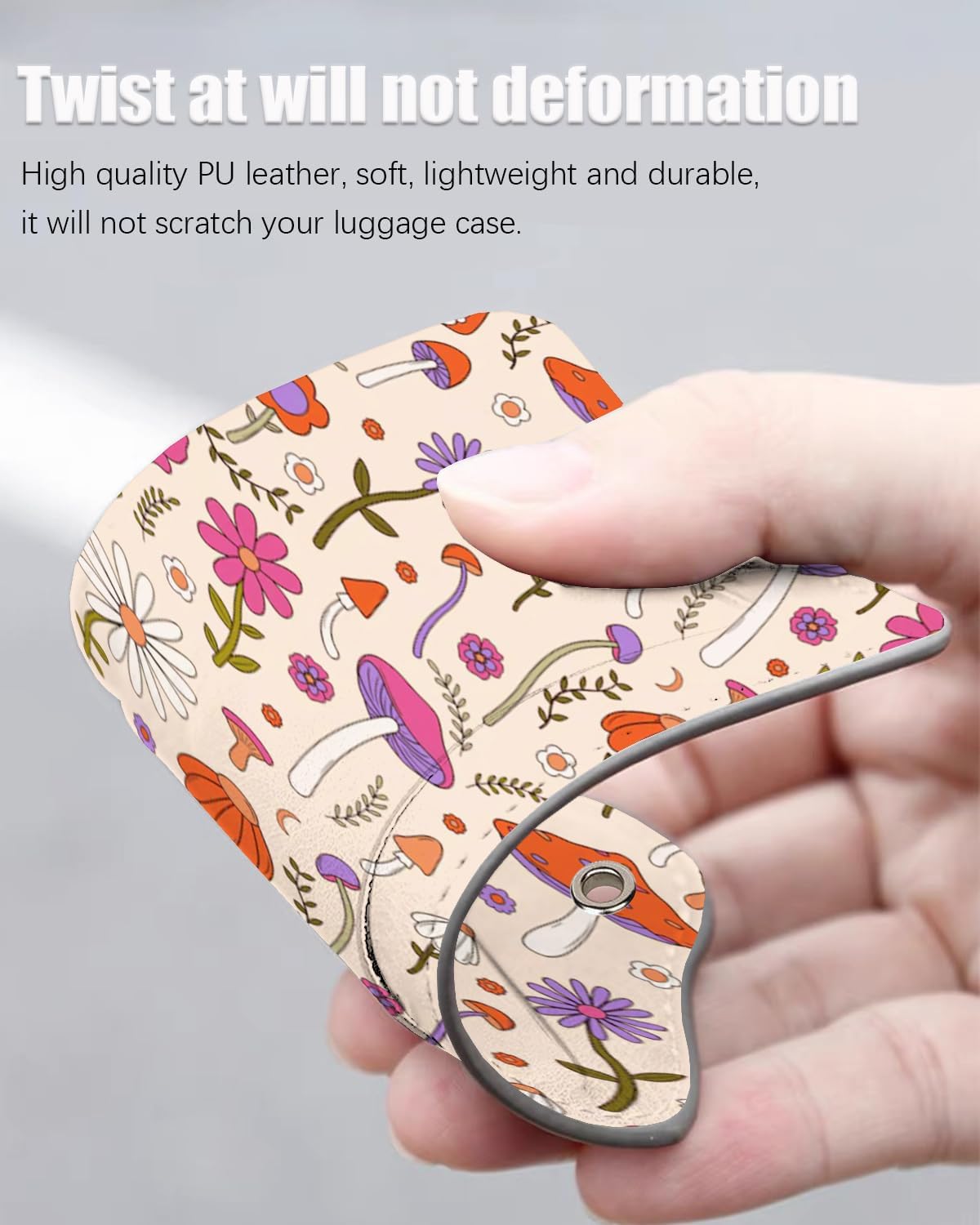 2 Pack Luggage Tags for Suitcase, Funny Creative Mushroom Leather Suitcase Tags Cruise Ship with Privacy Cover and Double Metal Loop for Women Men Girls Boys Travel Baggage Bag Backpack Tags