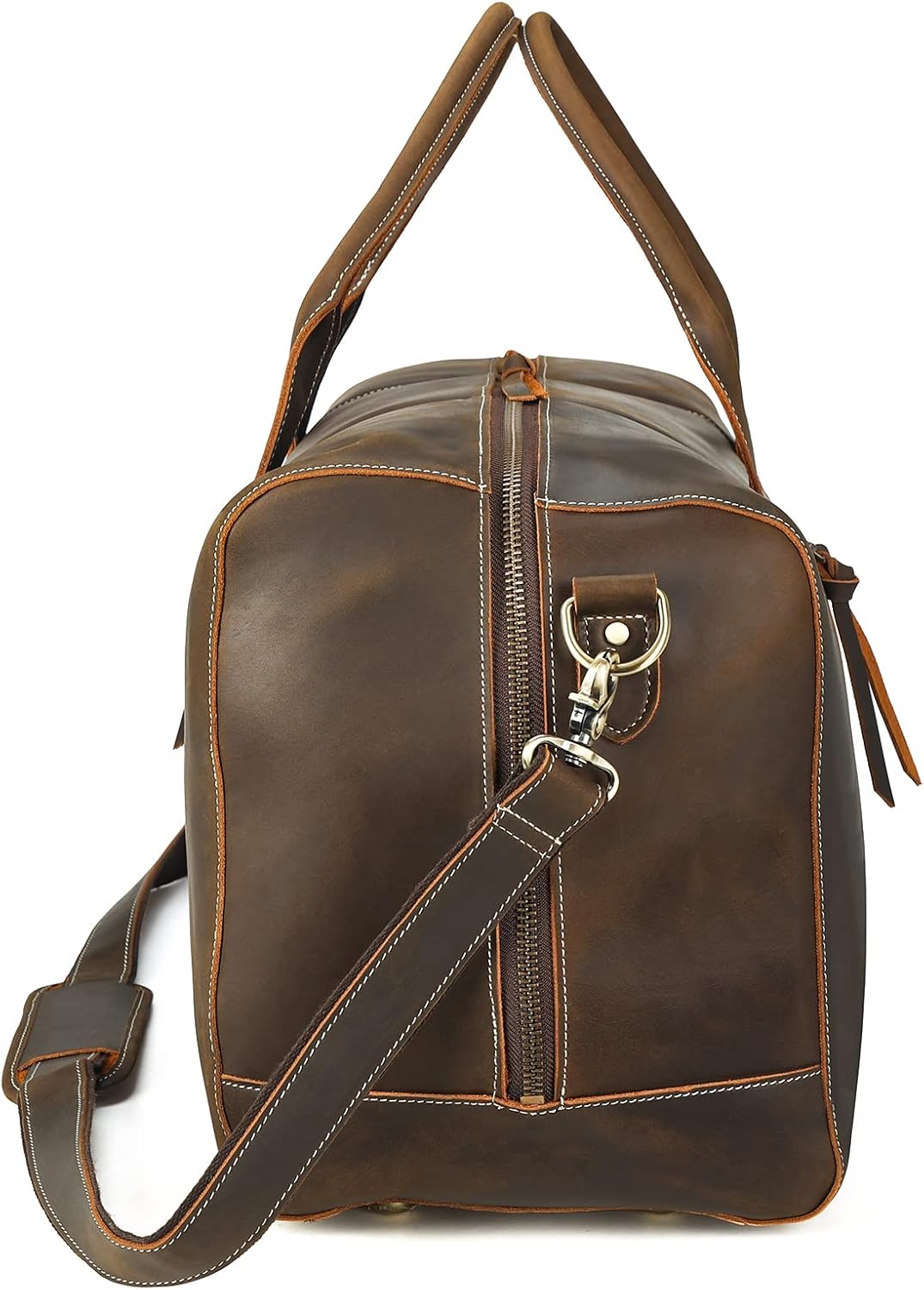 Polare Leather Duffle Weekend Travel Bag For Men With Full Grain Cowhide Leather 23.2'' Duffel Bag (Large-Brown(23.2") Updated Version)