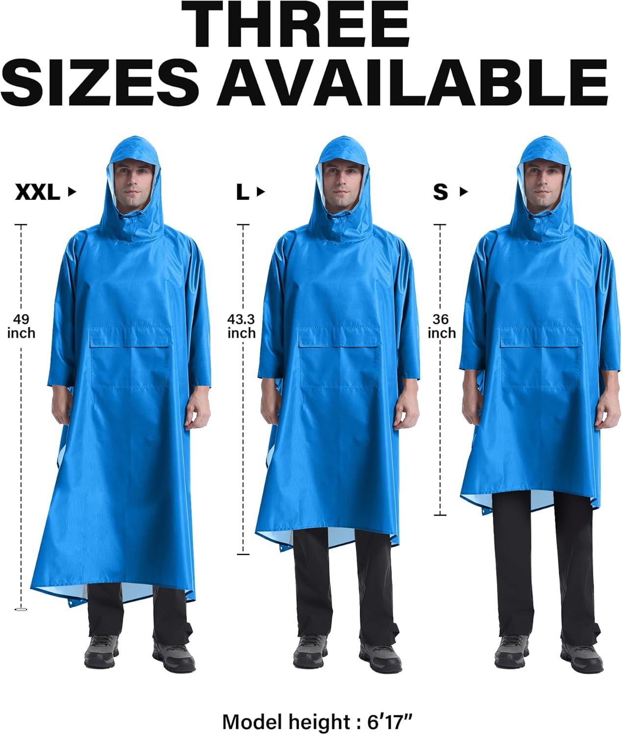 iCreek Hooded Rain Poncho Packable Unisex Raincoat Jacket with Pocket Waterproof Lightweight for