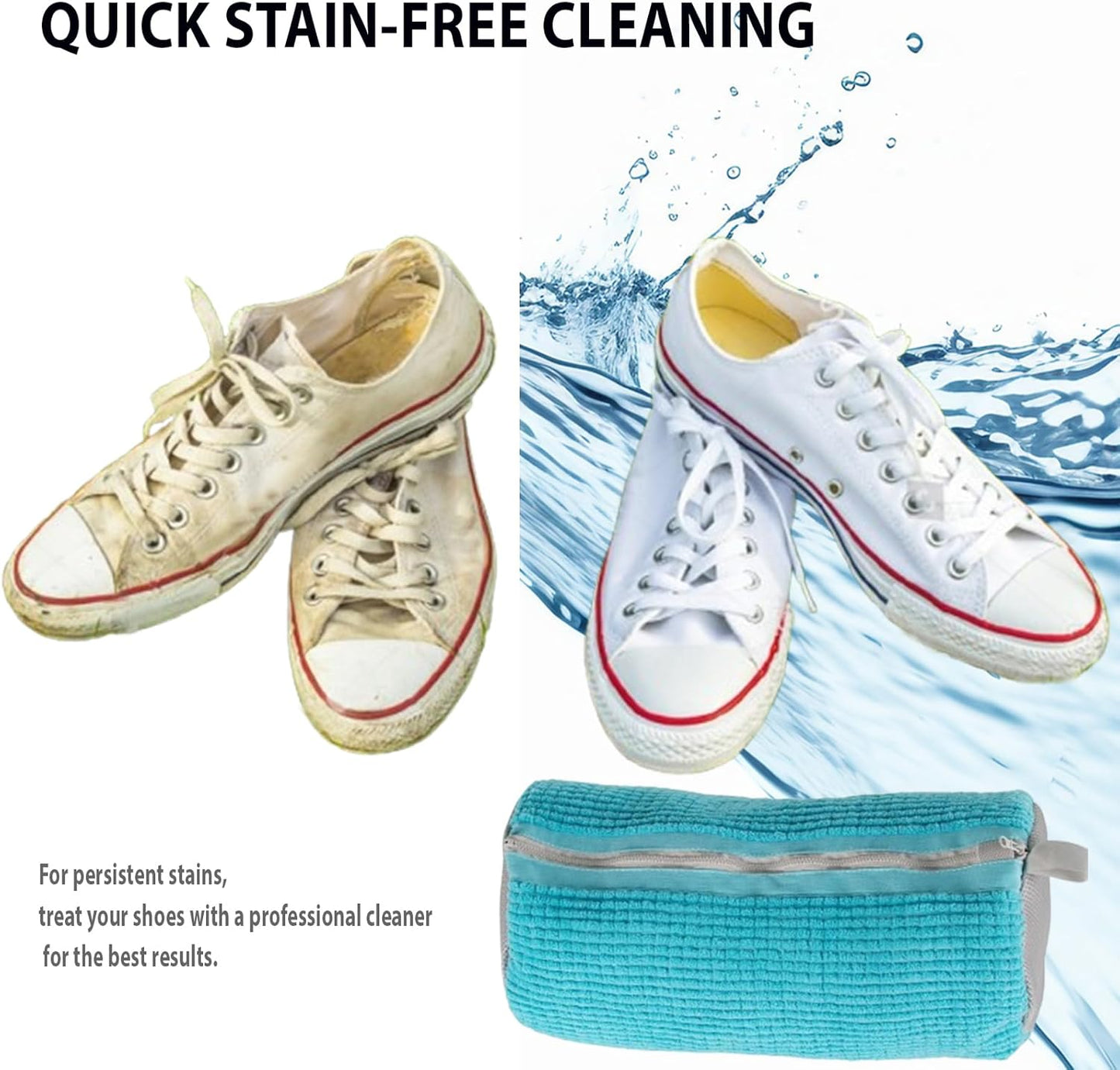 2Pcs Shoe Washing Machine Bag, Durable Laundry Shoe Bag for Washing Machine, Fluffy Fibers 360° Cleaning, Includes Liquid Shoe Brush & Travel Dust Bag, Ideal for Sneakers & Gym Shoes (blue)