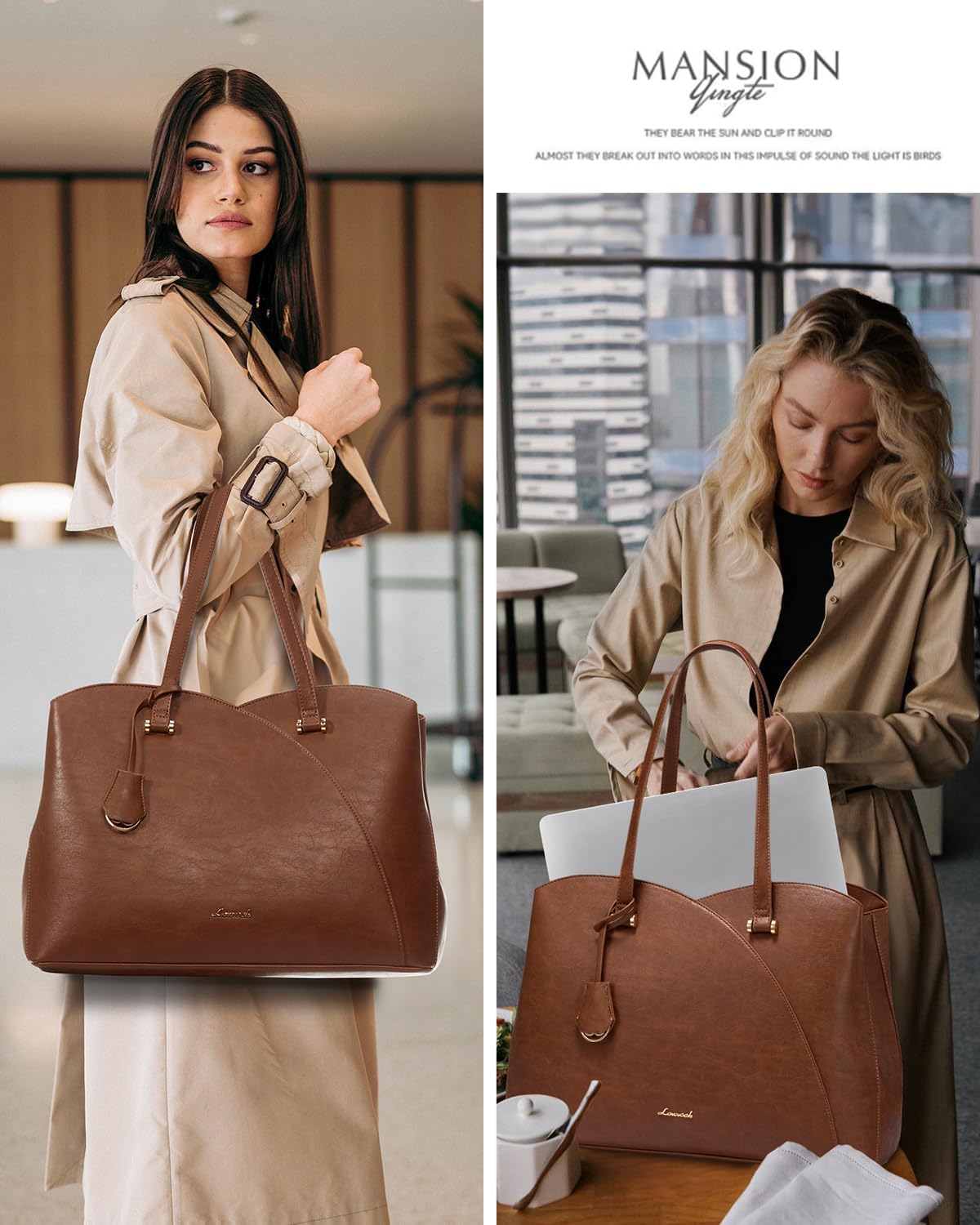 LOVEVOOK 17 Inch Laptop Tote Bag for Women, Work Bags Laptop Bag Teacher Tote Bag, Leather Computer