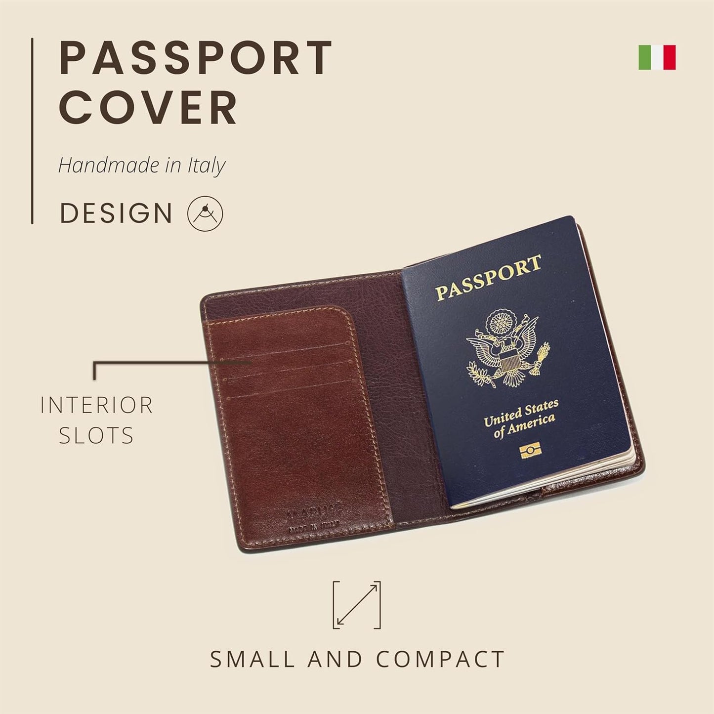 Maruse Italian Leather Passport Cover for Men and Women, Handmade in Italy