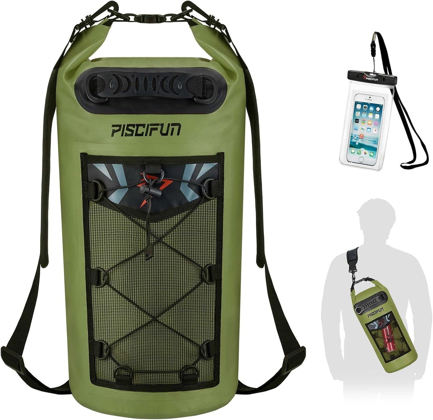 Piscifun Dry Bag, Waterproof Floating Backpack 10L/20L/30L/40L with Waterproof Phone Case for