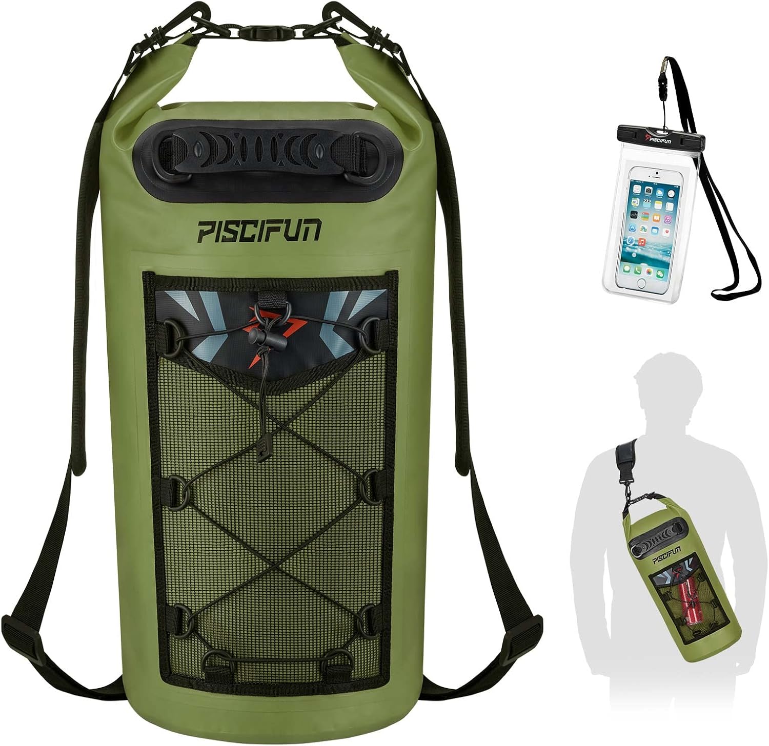 Piscifun Dry Bag, Waterproof Floating Backpack 10L/20L/30L/40L with Waterproof Phone Case for