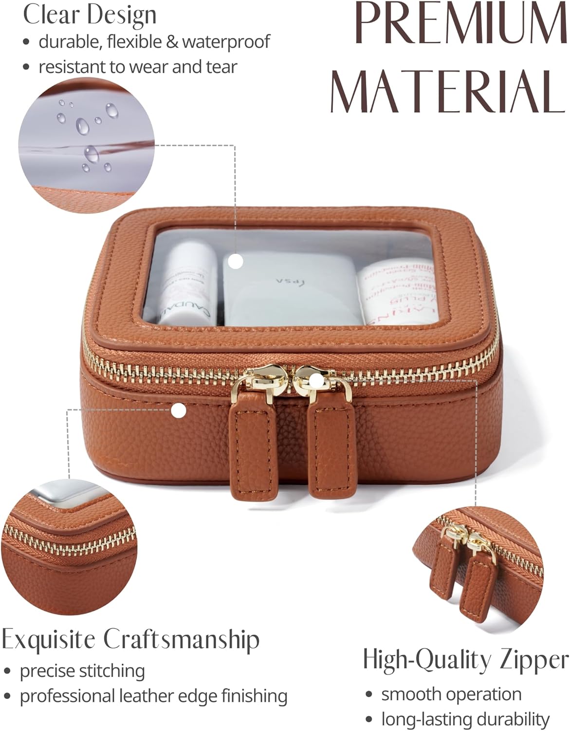 Popvibe Clear Makeup Bag Travel Cosmetic Case Transparent Toiletry Bag with Zipper, Portable Make