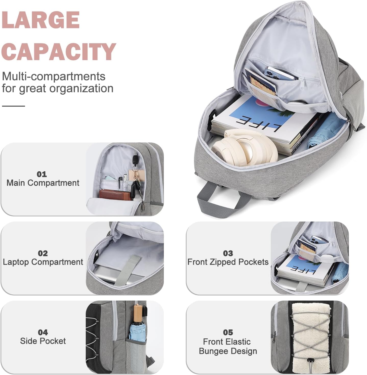 MAXTOP Travel Backpack Laptop Back Pack College Bookbag with USB Charging Port Water Resistant Work Business Backpacks