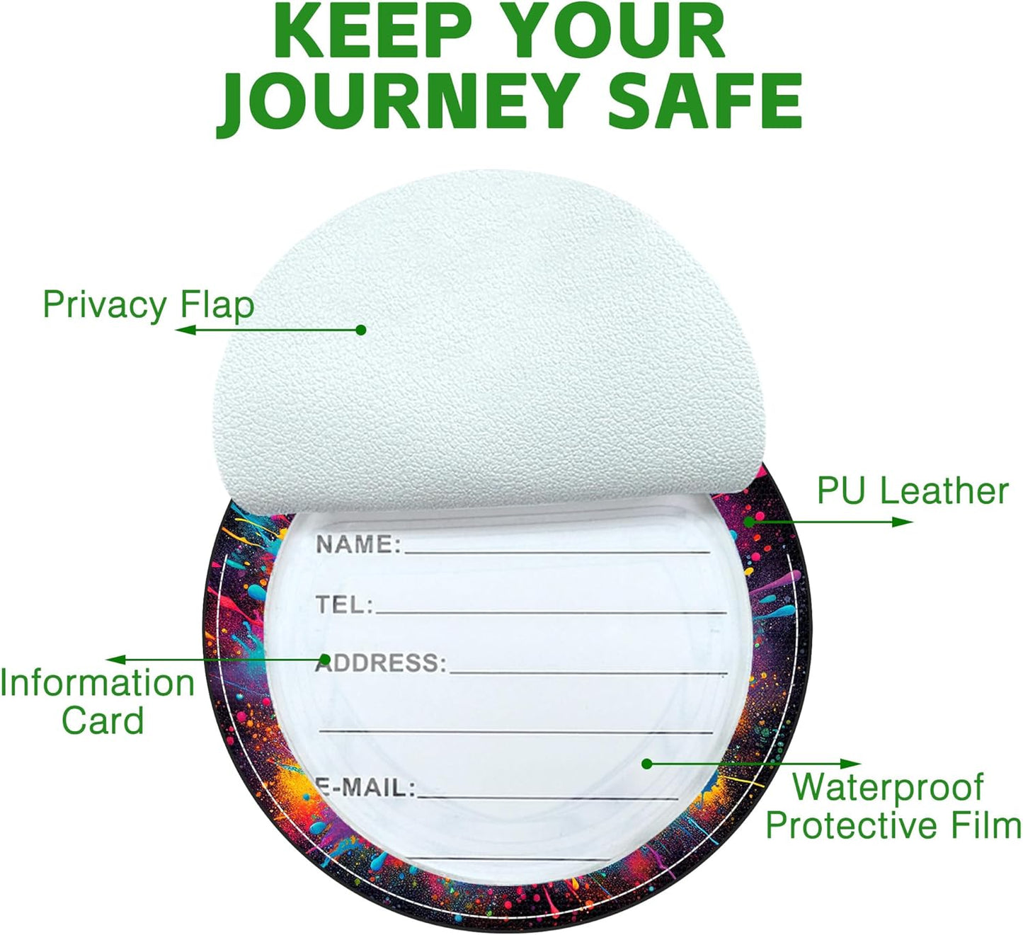Round Cute Luggage Tags 2 Pack Cat and Sky Creative Baggage Tags,Cruise Travel Baggage Suitcases Tag with Stainless Steel Loop ID Tag Privacy Flap