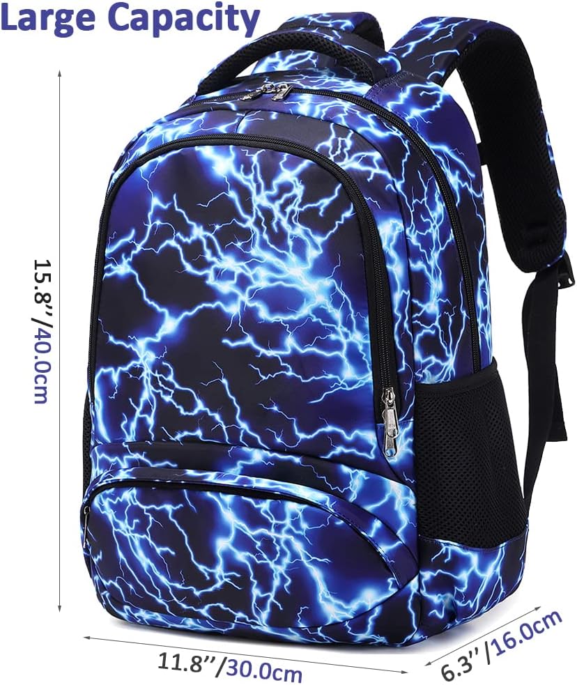 Boys Backpack for Elementary Middle School Backpacks for Kids Boys Girls Bookbag for Teens Lightning School Bags