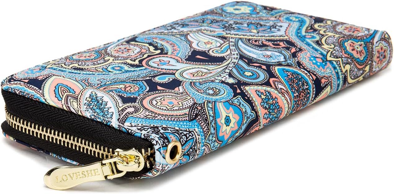 Women Wallet Card RFID For Womens Holder Blocking Credit Small Zipper Purse Pocket Bifold Slim Coin ID Ladies Wristlet Clutch Large Capacity Window Case Travel Zip Women's