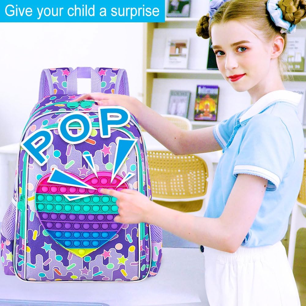 CCJPX 3PCS Backpack for Girls, 16”Kids Water Resistant Elementary Preschool Kindergarten School