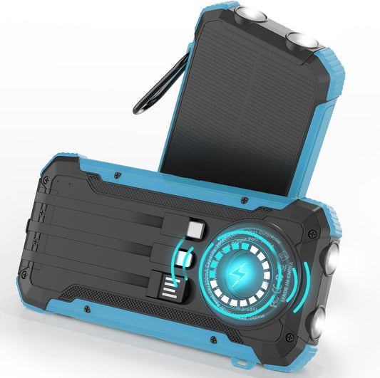 ERRBBIC Solar Charger Power Bank 20000mAh, Portable Wireless Charger, 15W Fast Charging External Battery Pack with Dual Flashlight and USB C Outputs. Outdoor Mobile Power Compatible with Cell Phones