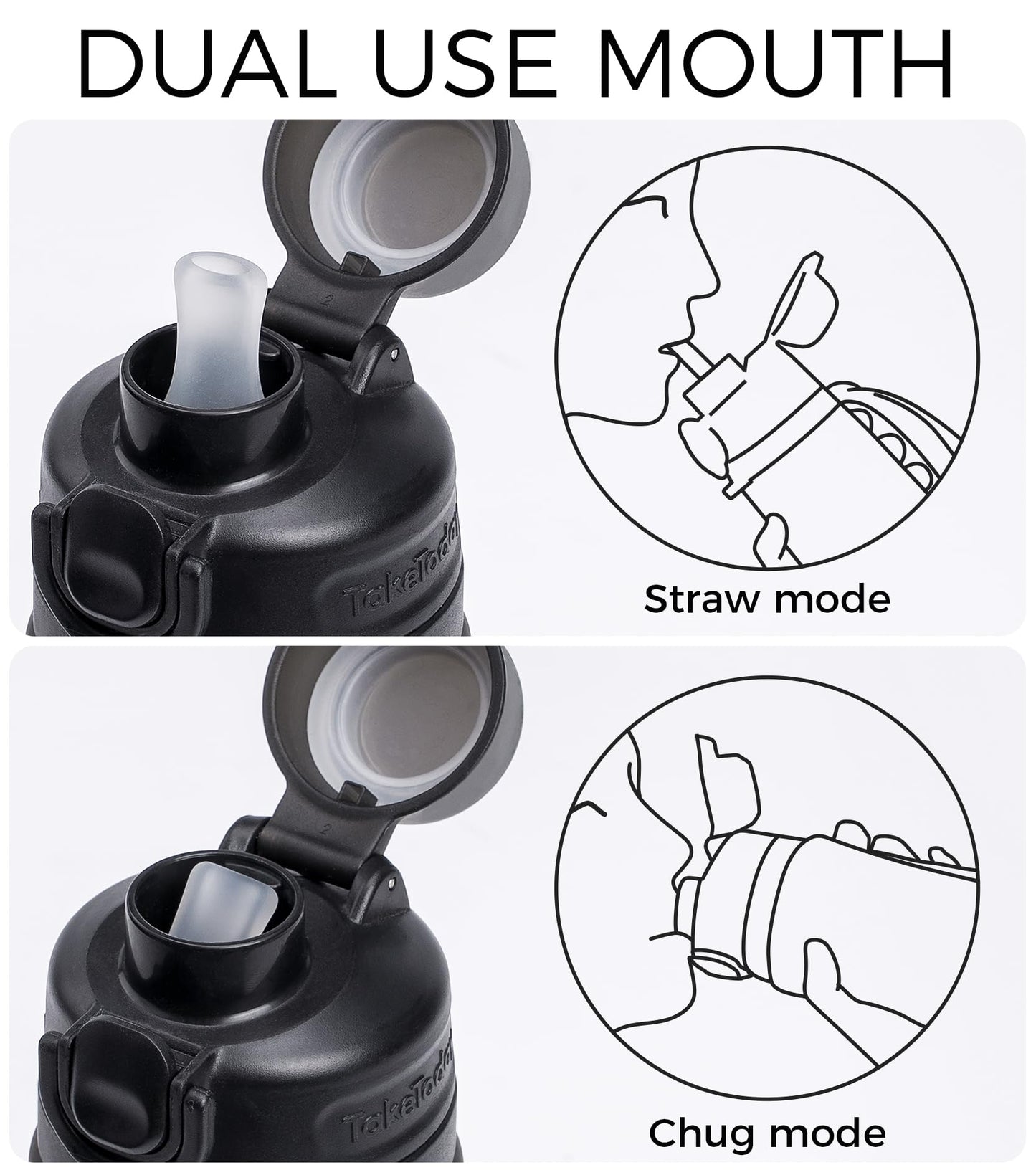 TakeToday Collapsible Water Bottles with Straw for Travel, 21oz, Jungle