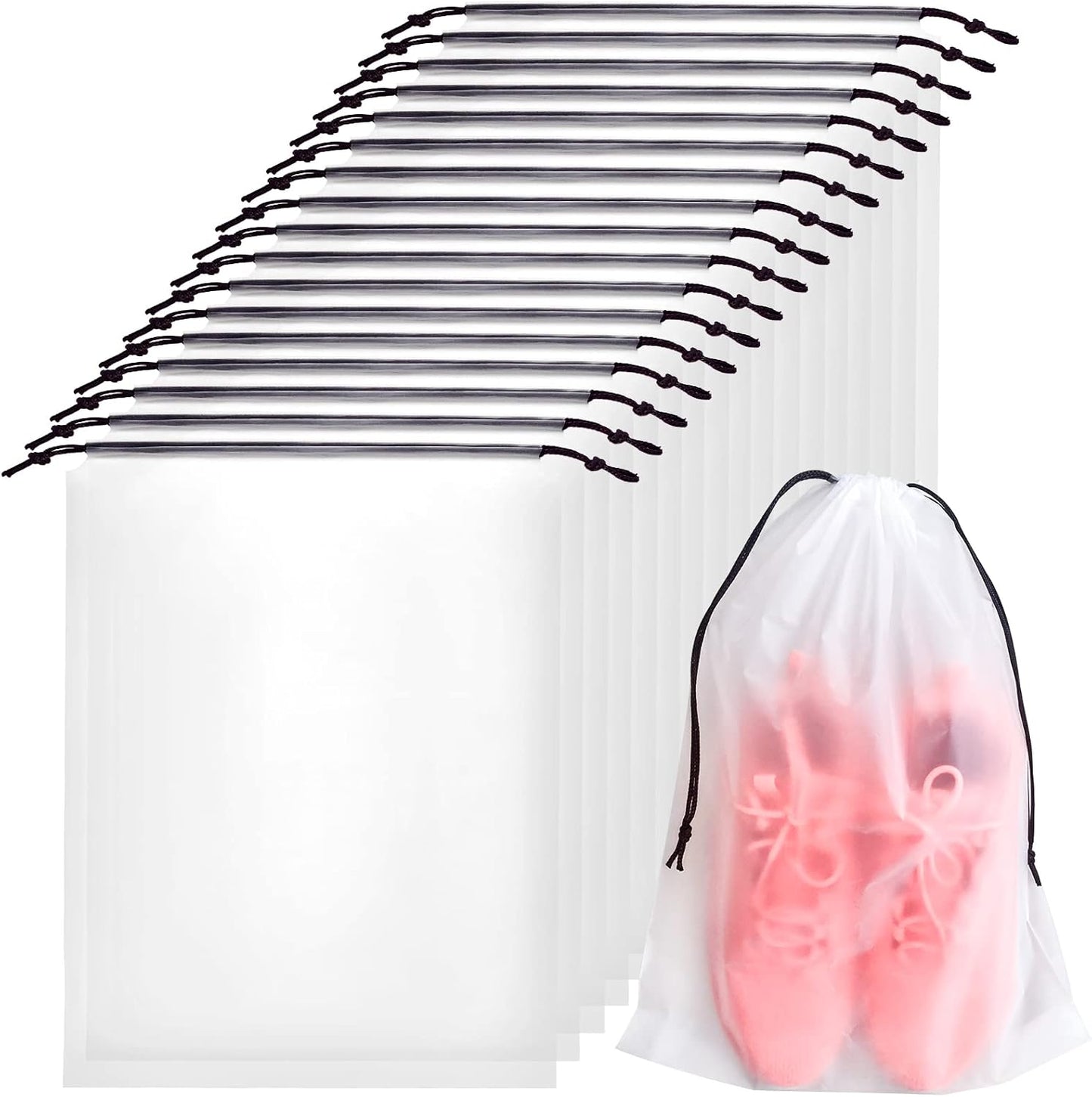 50 Pcs Translucent Travel Shoe Bags,Large Clear Shoe Bags for Storage,Protable Shoes Pouch Storage Organizers with Rope,Clear Drawstring Dust Bags for Packing,Men and Women