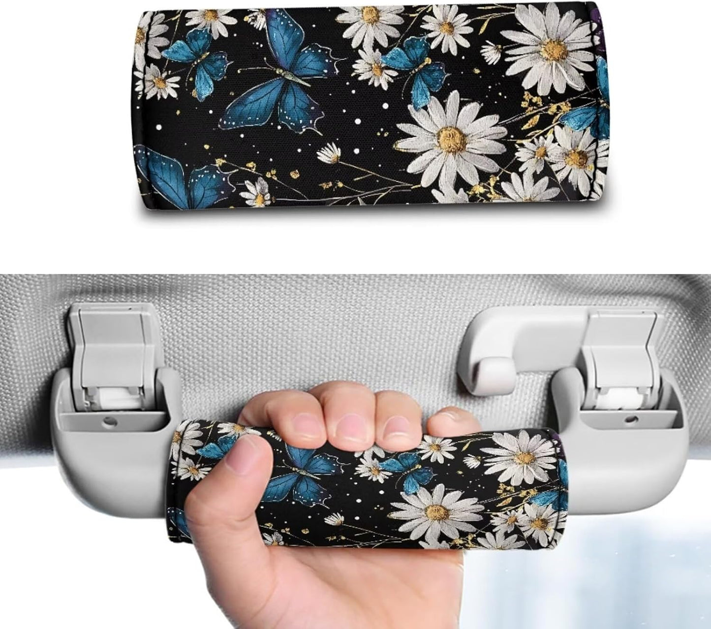 Butterfly Daisy Luggage Identifiers Marker Grips Protector Soft and Portable Luggage Handle Protection Sleeve Cover Set of 2 for Car Home