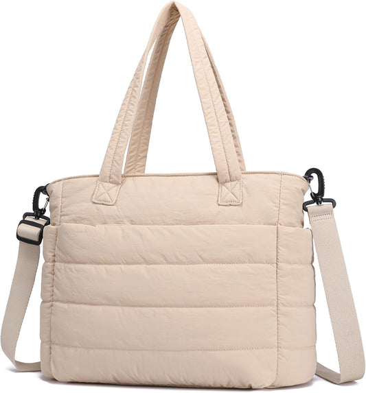 AOCINA Puffy Tote Bag for Women Quilted Work Bag Nurse Bags Women's Handbags for Travel