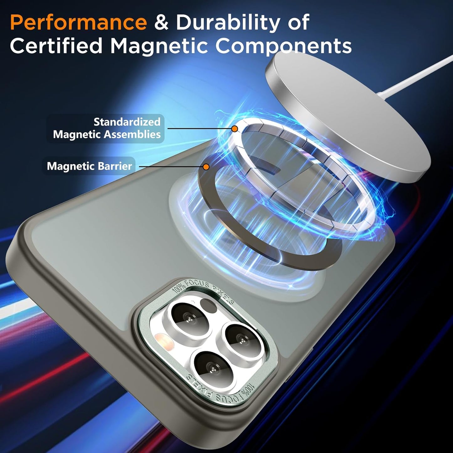 for iPhone 13 Pro Max Case with Kickstand, Compatible with MagSafe, [Invisible Stand] Anti-Slip Shockproof Military-Grade Protection, Magnetic Phone Case for iPhone 13Pro Max (Gray)