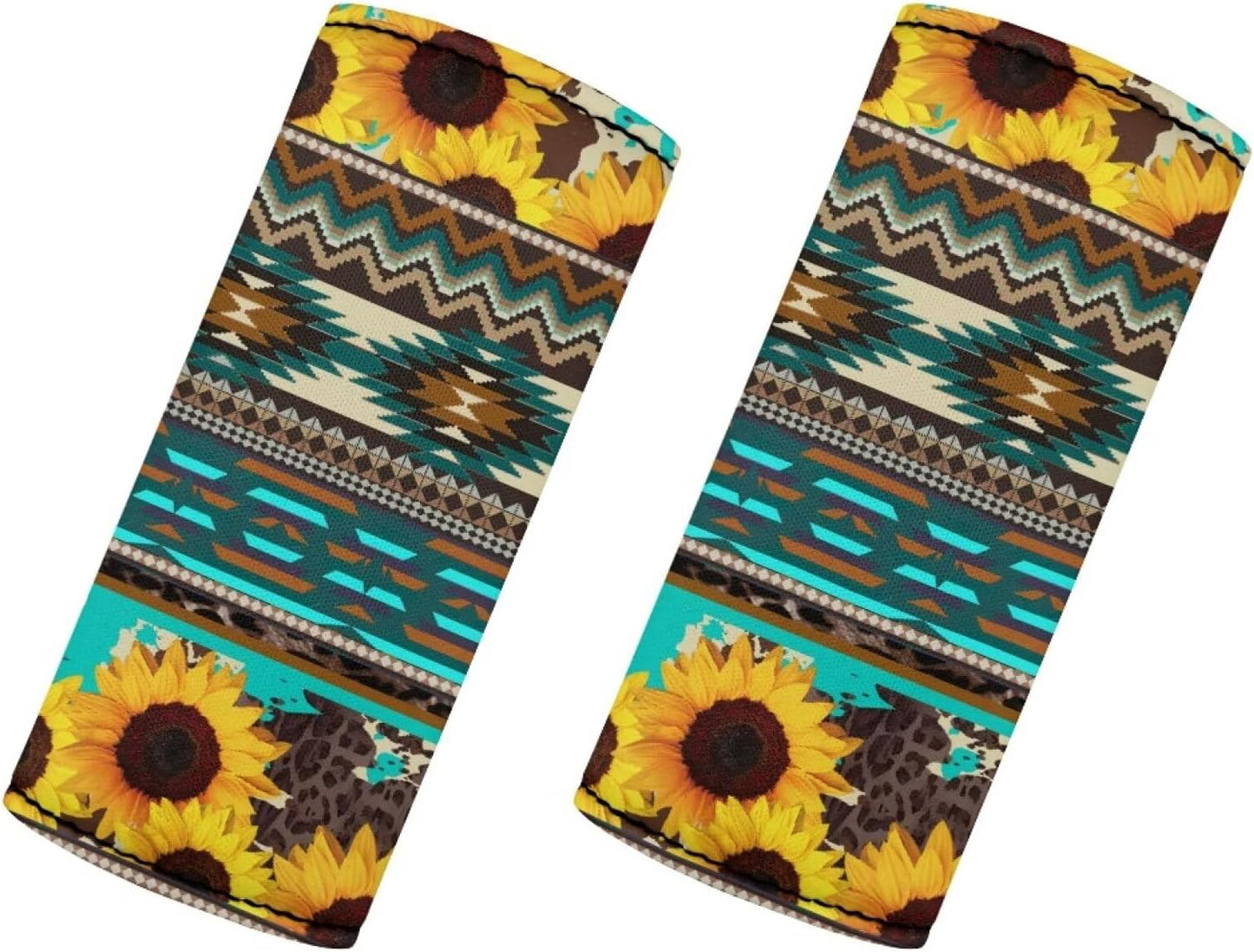 Sunflower Luggage Handle Wraps for Suitcase,2 Pcs Luggage Tags Geometric Suitcase Tags Identifiers for Women Girls Portable Suitcase Protective Handle Cover Reusable