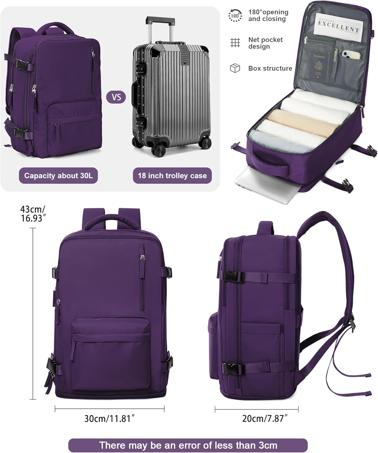 VGCUB Carry on Travel Backpack for Women Men Large Laptop Gym Work Frontier Airlines Personal Item