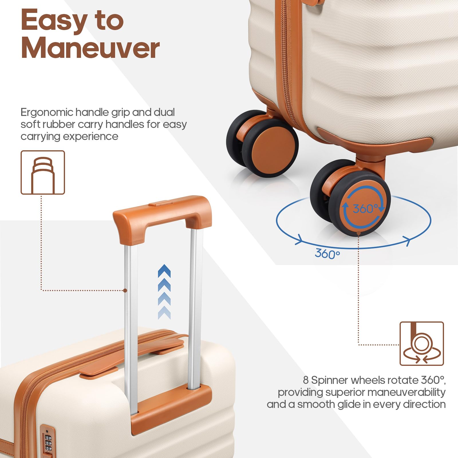 UKEIN Luggage Sets 3Piece, Carry On Luggage 20in Suitcase Set With Backpack