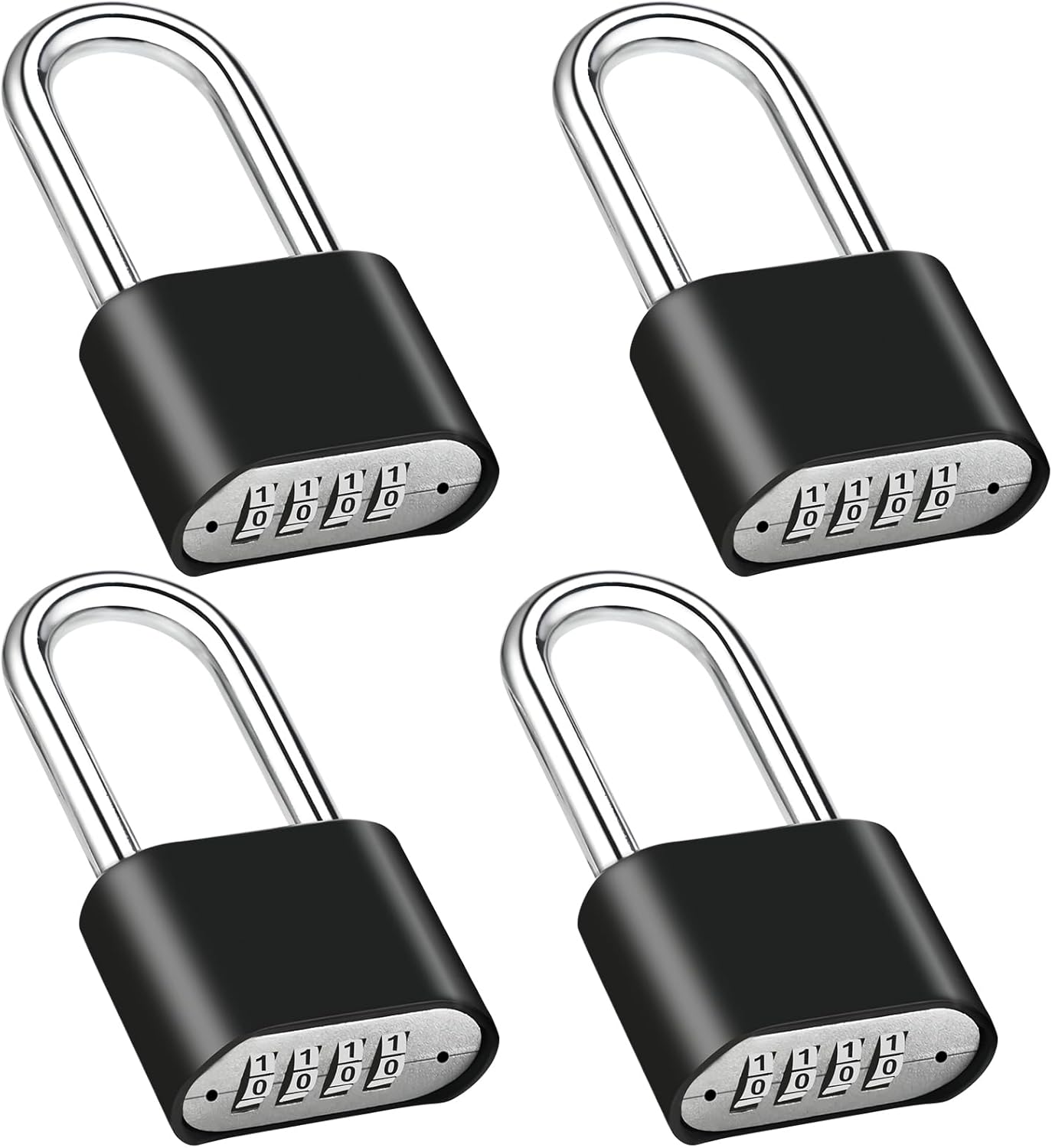 4pcs Combination Lock, 4-Digit Heavy Duty Combo Lock, Combination Padlock Outdoor Waterproof Gate Locks for Outdoor Fence, Locker, Sheds, Gym, Gate Hasps(4pcs, Long Shackle)