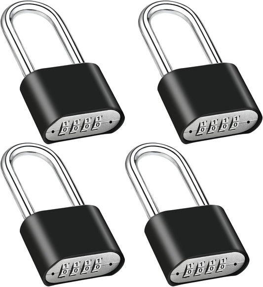 4pcs Combination Lock, 4-Digit Heavy Duty Combo Lock, Combination Padlock Outdoor Waterproof Gate Locks for Outdoor Fence, Locker, Sheds, Gym, Gate Hasps(4pcs, Long Shackle)