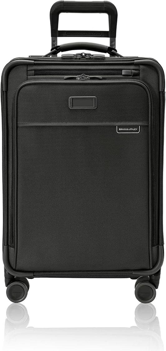 Briggs & Riley Essential 22" Carry On Expandable Spinner - Luggage for Travel, Suitcases with Wheels, Softside Rolling Bag for Men & Women, Self-Repairing Zipper - Baseline Collection, Black