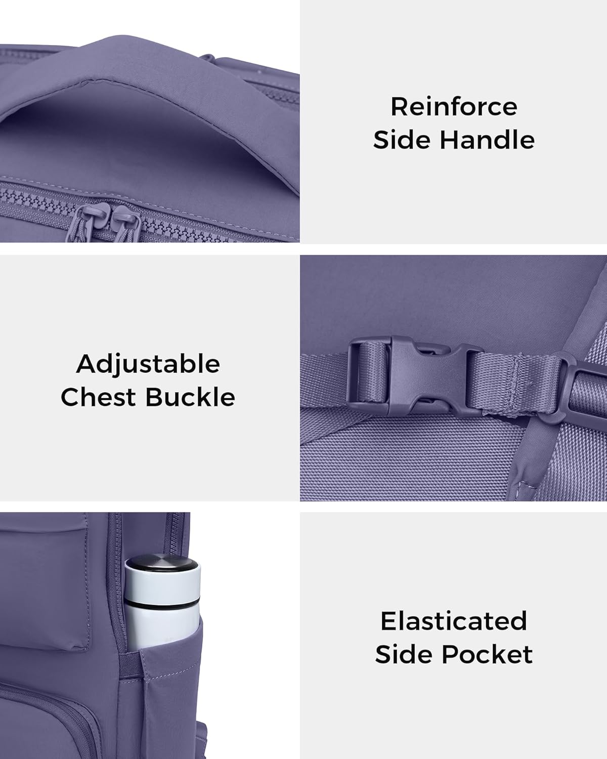 FODOKO Backpack for Work, Casual Backpack for Women Men Daypack Backpack for Travel College Bookbag Separate Compartment for 15.6 Inch Notebook Mistviolet