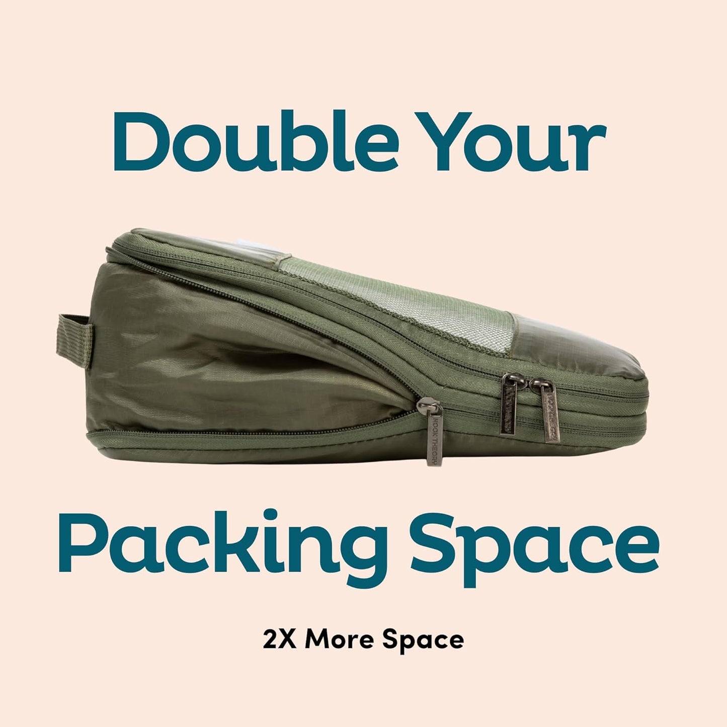 6-Pack Compression Packing Cubes Travel Essentials - Lightweight, Water-Resistant Luggage Organizer Bags with Handles, Durable Travel Accessories Suitcase Organizer (Teal)