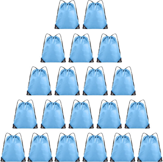 20 Pieces Drawstring Backpack Bulk Cinch Sackpack Ployster Drawstring Bags for Gym Party Trip(Sky Blue)