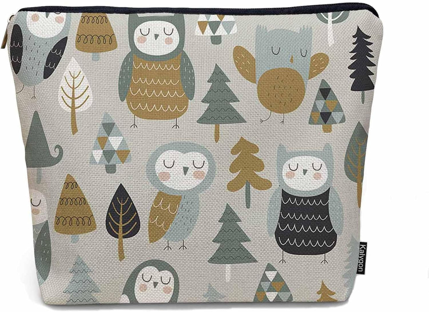 Owl Cosmetic Travel Bag, Cute Owls Woodland Trees Makeup Bag, Toiletry Bags for Women, Flax Cosmetic Bags, Make Up Bag Purse Toiletries Bag Birthday Gift