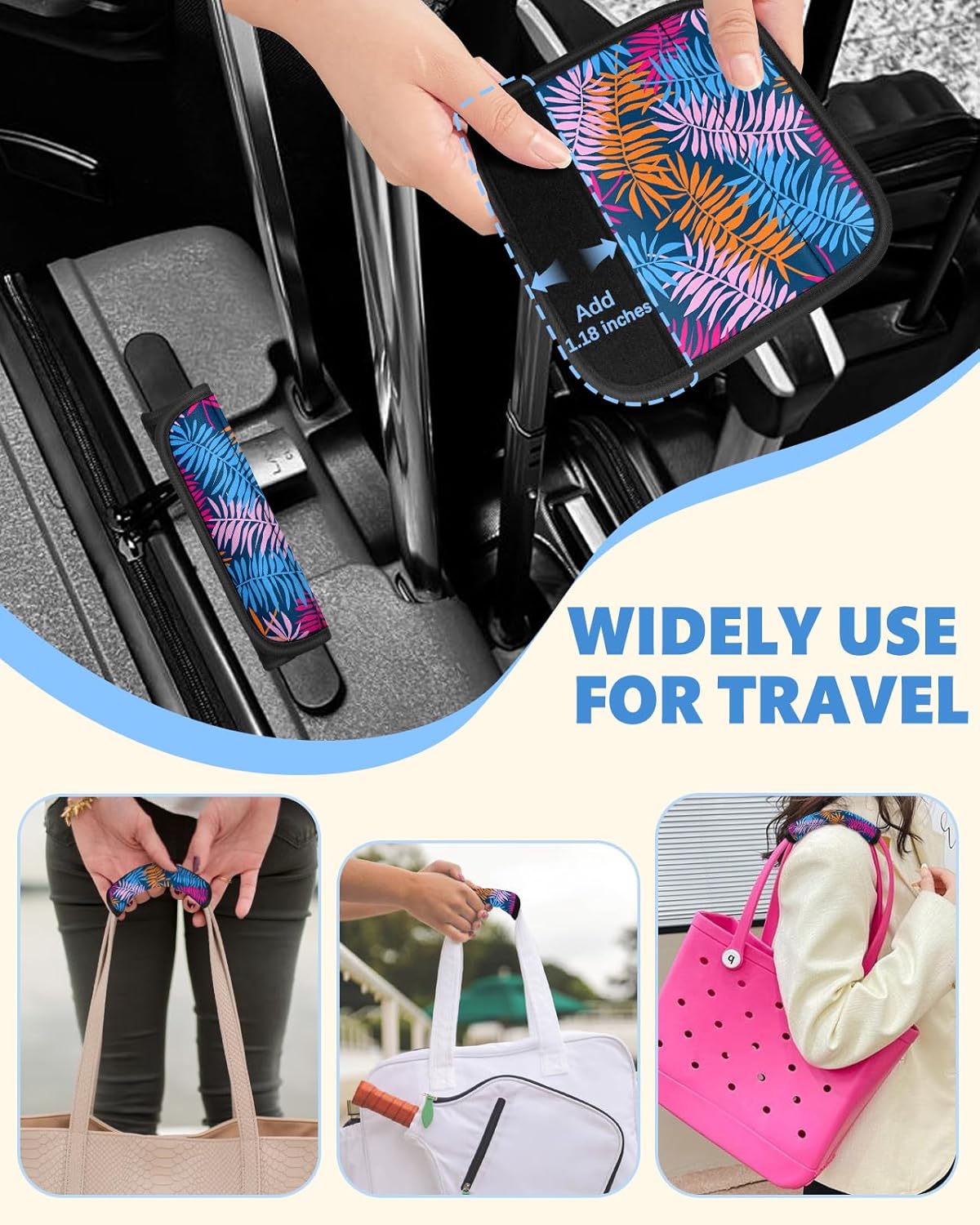 Slohif Luggage Handle Wrap 3Pcs Suitcase Identifier - Bag Strap Cover For Bogg Travel Accessories
