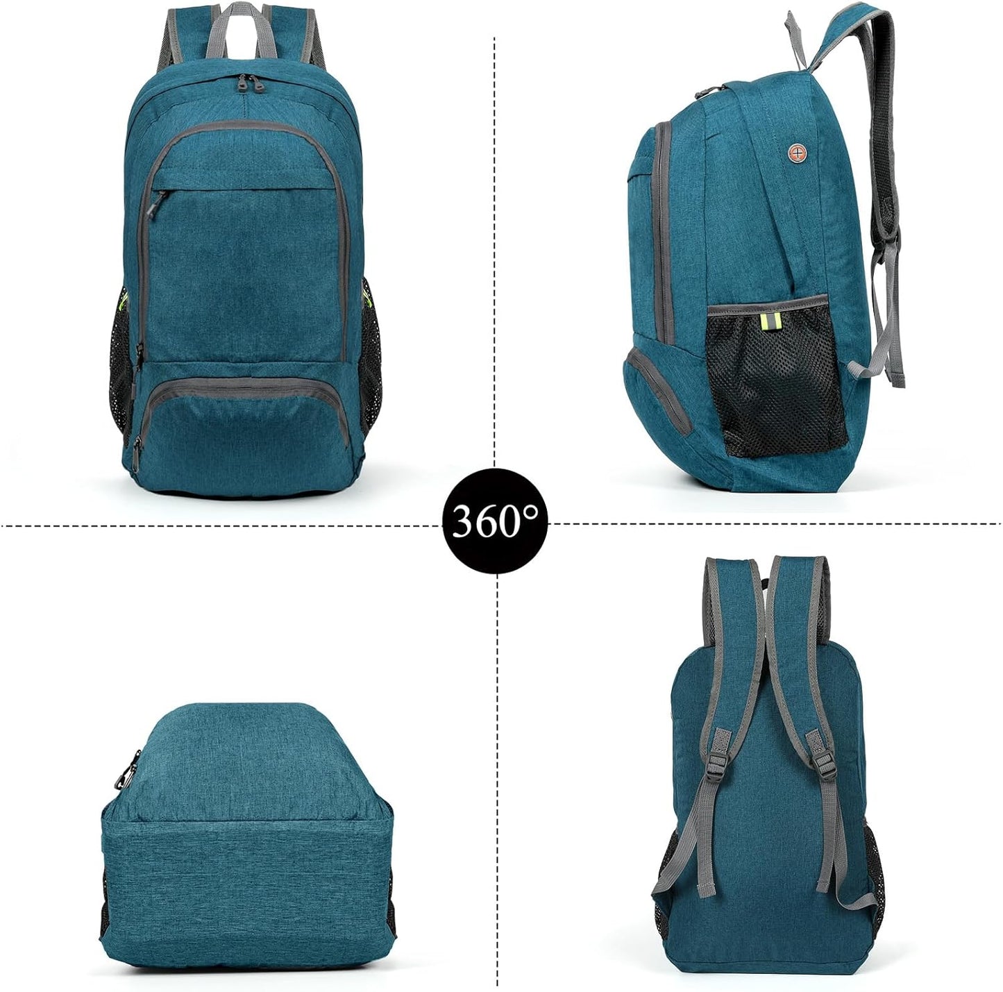 TANTOMI Small Hiking Backpack 25L Ultralight Foldable Camping Backpack Breathable Travel Backpacks Hiking Daypack for Men Women(Teal Blue)