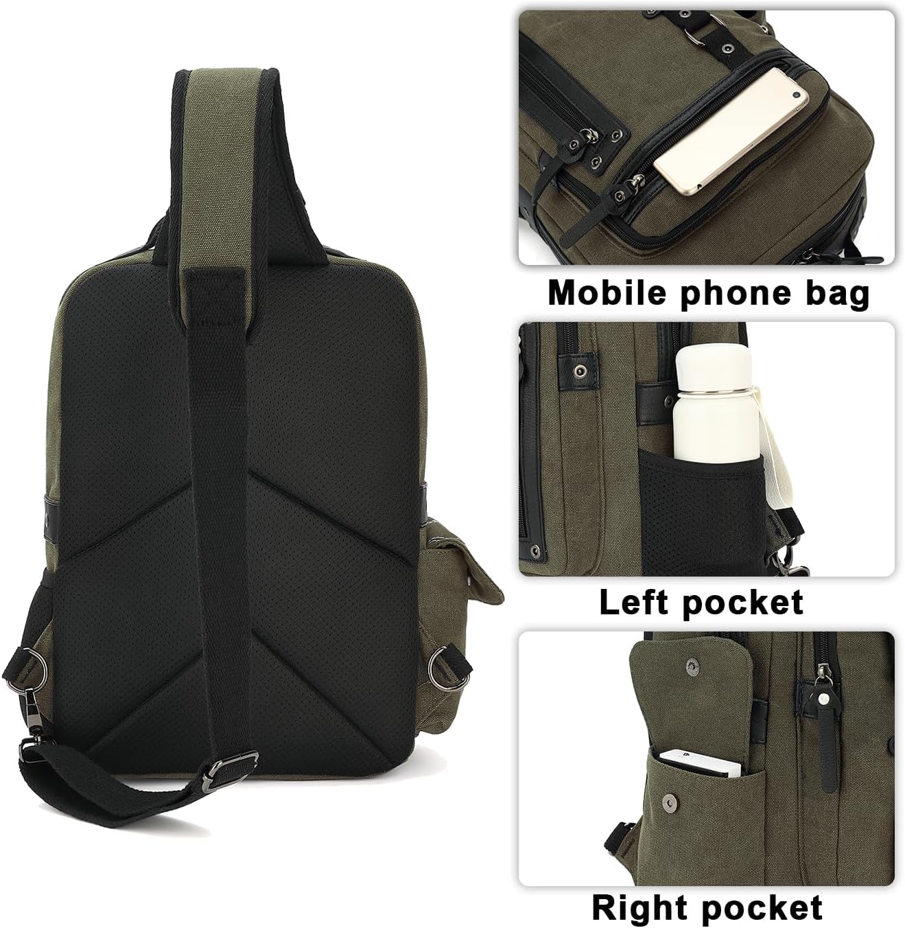 Vintage Messenger Bag, Canvas Backpack for Travel, Men's Shoulder Bag, Dual-use Bag for Hand Carry and Crossbody Carry