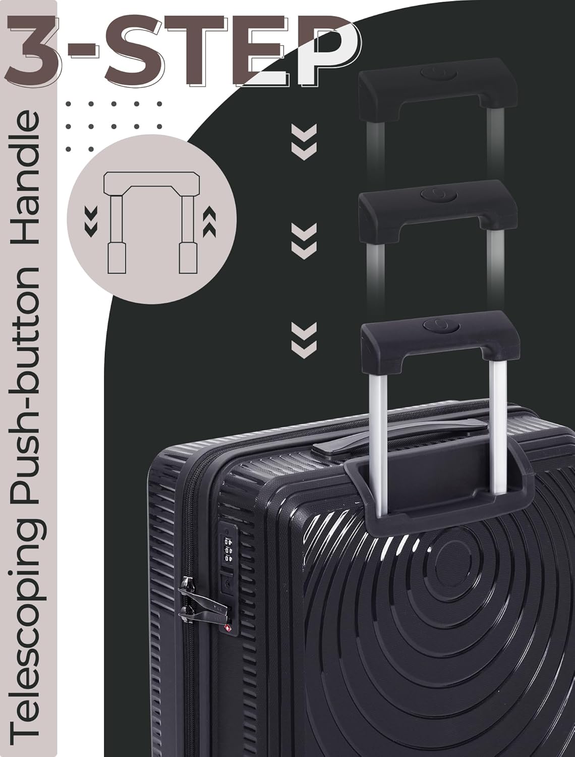 Luggage Sets 5 Piece,Lightweight,Impact-Resistant,Wear-Resistant Suitcases with Wheels, Hardshell Suitcase Set with Spinner Wheels, PP Carry on Luggage Set with TSA Lock, Travel Luggage
