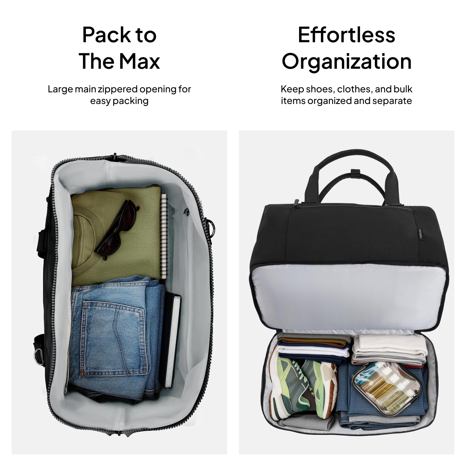 Travel Duffle Bag for Women,40L Weekender Bags Airline Approved Carry On with Shoe Compartment &