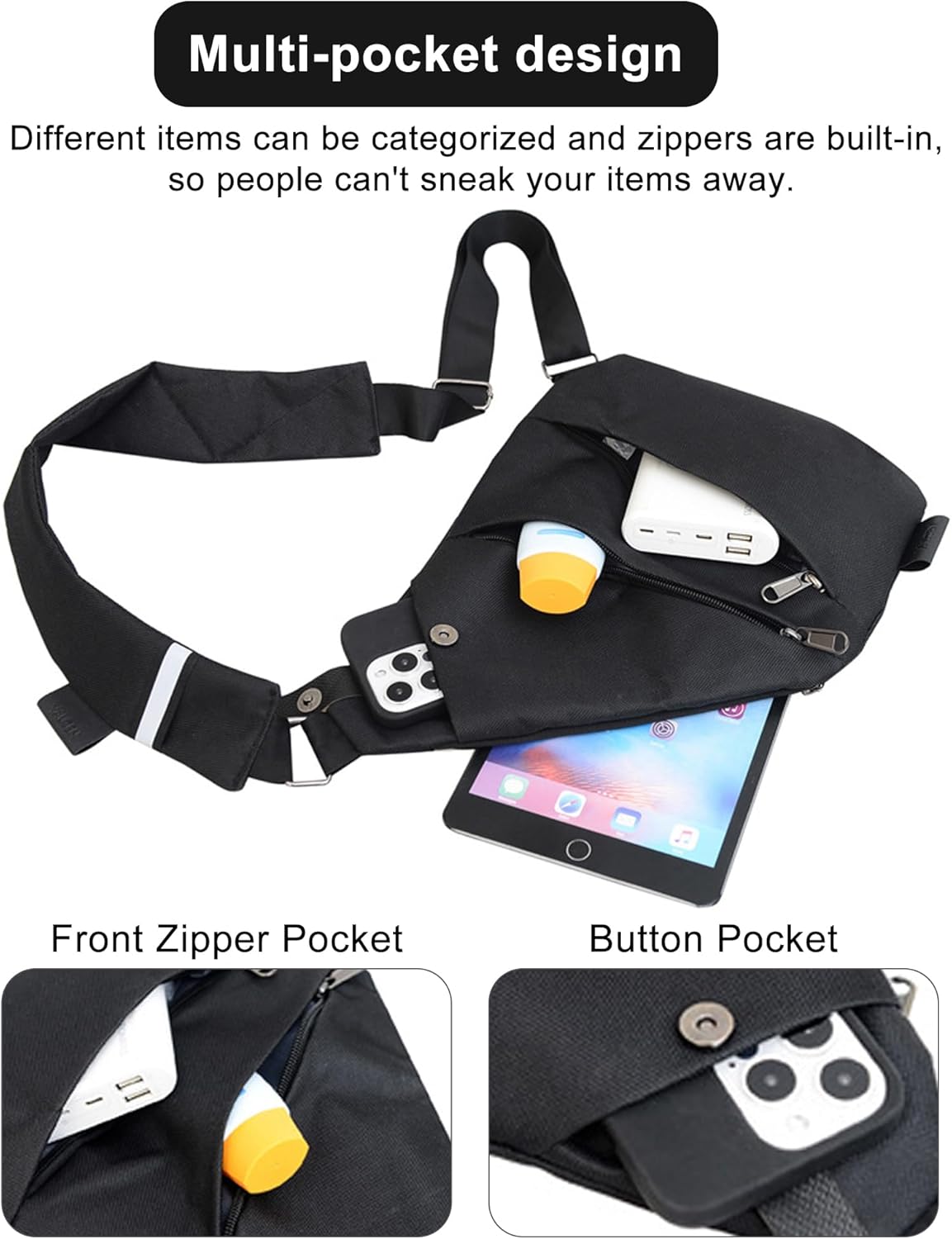 Anti Theft Travel Bag,Slim Sling Bag, Crossbody Purse Bags for Women Men