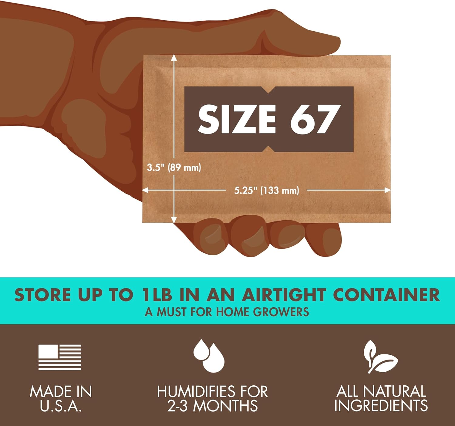 Boveda 58% Two-Way Humidity Control Pack For Storing 1 lb – Size 67 – Single – Moisture Absorber